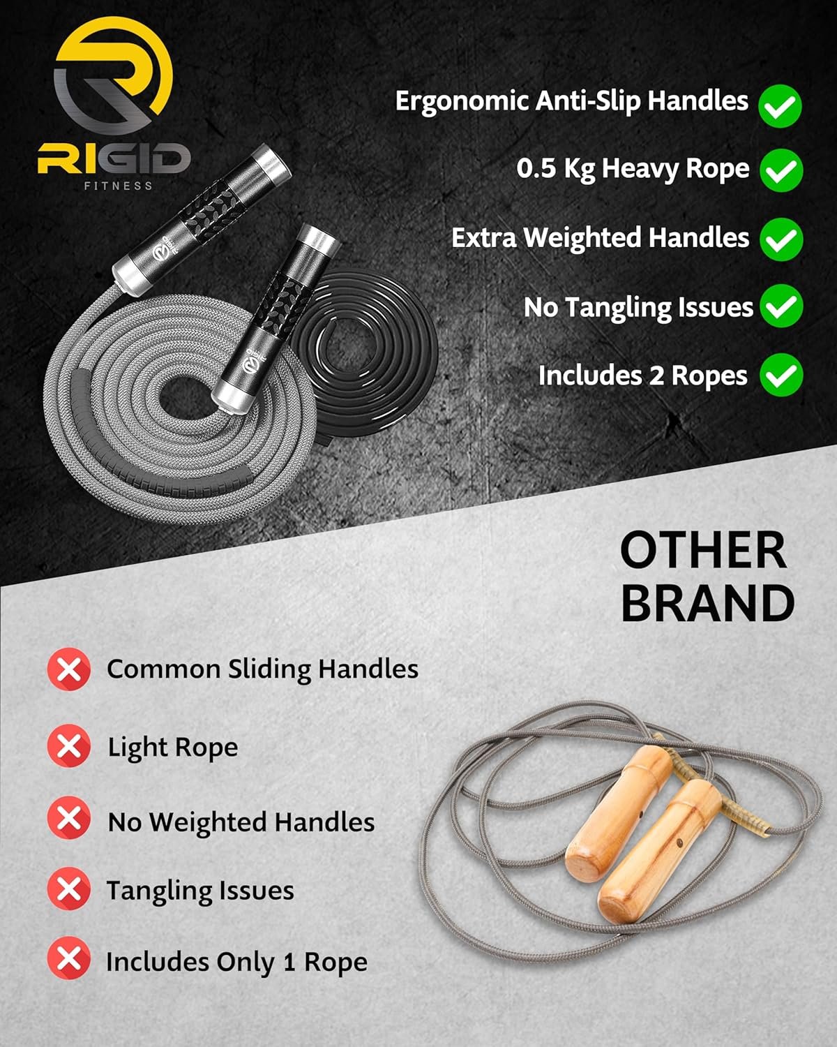 مراجعة حبل القفز المعزز RIGID FITNESS: الأداء العالي والراحة المثالية!