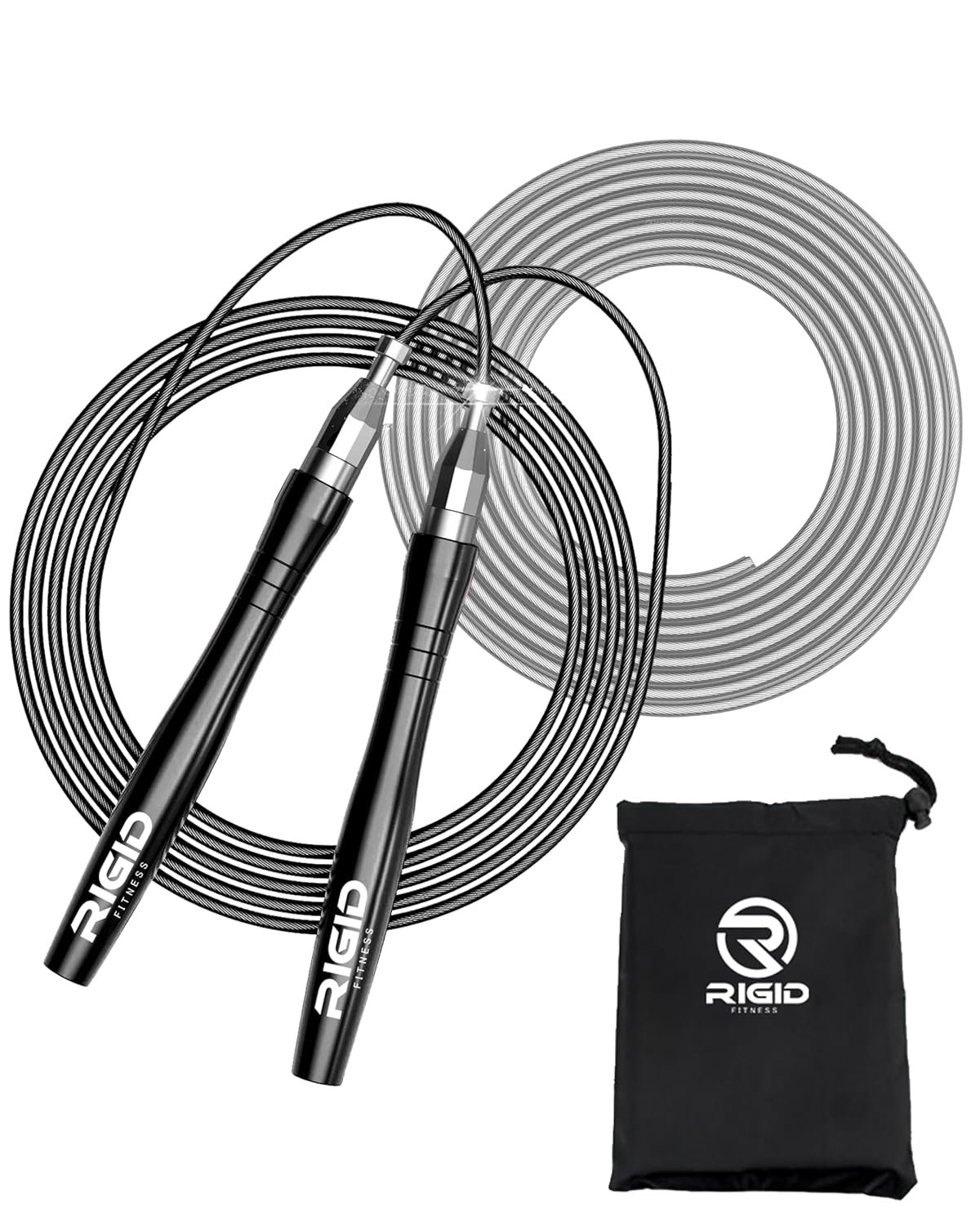 حبل قفز سريع من RIGID FITNESS اكتشف سهولة تعديل حجم الحبل مع تصميمنا الفريد الذي لا يحتاج إلى براغي! قم بضبط طول الحبل بحسب تفضيلاتك في ثوانٍ