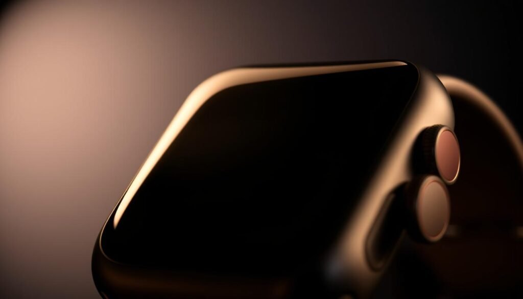 A close-up, detailed view of the Apple Watch Ultra's display, showcasing its vibrant, high-resolution Retina OLED screen with a sleek, modern design. The screen appears to be set against a dark, moody background, with subtle ambient lighting creating a sense of depth and drama. The display is the central focus, filling the frame and highlighting the sharpness, color accuracy, and brightness of the panel. The overall composition emphasizes the screen's impressive technical specifications and the premium, high-end aesthetic of the Apple Watch Ultra. A close-up, detailed view of the Apple Watch Ultra's display, showcasing its vibrant, high-resolution Retina OLED screen with a sleek, modern design. The screen appears to be set against a dark, moody background, with subtle ambient lighting creating a sense of depth and drama. The display is the central focus, filling the frame and highlighting the sharpness, color accuracy, and brightness of the panel. The overall composition emphasizes the screen's impressive technical specifications and the premium, high-end aesthetic of the Apple Watch Ultra.