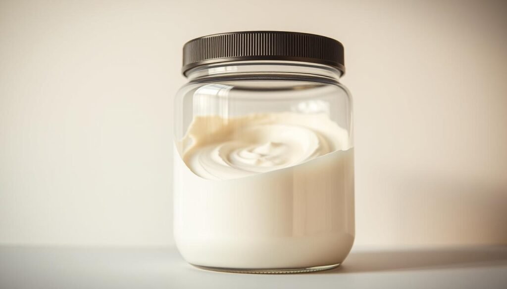 A high-quality, close-up photograph of a container filled with a smooth, creamy white substance resembling a protein powder or supplement. The container is presented against a plain, neutral background, allowing the product to be the sole focus. Warm, natural lighting illuminates the scene, creating a clean, professional appearance. The composition is balanced, with the container positioned centrally and the camera angled slightly downward to provide a detailed, authoritative view of the product. The image conveys a sense of purity, quality, and the nutritional benefits of whey protein. A high-quality, close-up photograph of a container filled with a smooth, creamy white substance resembling a protein powder or supplement. The container is presented against a plain, neutral background, allowing the product to be the sole focus. Warm, natural lighting illuminates the scene, creating a clean, professional appearance. The composition is balanced, with the container positioned centrally and the camera angled slightly downward to provide a detailed, authoritative view of the product. The image conveys a sense of purity, quality, and the nutritional benefits of whey protein.
