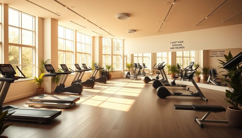 A serene and inviting fitness studio, flooded with warm natural light. Sleek exercise equipment arranged in a minimalist layout, complemented by lush indoor plants. Inspirational motivational quotes adorn the walls, encouraging a holistic approach to health and wellness. The space exudes a sense of balance, with ample open areas for yoga, pilates, and other low-impact activities. Soft, diffused lighting creates a calming ambiance, inviting visitors to immerse themselves in their personal wellness journey. The overall atmosphere radiates a blend of professionalism and tranquility, perfectly capturing the essence of "مقالات ونصائح عامة عن الصحة واللياقة". A serene and inviting fitness studio, flooded with warm natural light. Sleek exercise equipment arranged in a minimalist layout, complemented by lush indoor plants. Inspirational motivational quotes adorn the walls, encouraging a holistic approach to health and wellness. The space exudes a sense of balance, with ample open areas for yoga, pilates, and other low-impact activities. Soft, diffused lighting creates a calming ambiance, inviting visitors to immerse themselves in their personal wellness journey. The overall atmosphere radiates a blend of professionalism and tranquility, perfectly capturing the essence of "مقالات ونصائح عامة عن الصحة واللياقة".