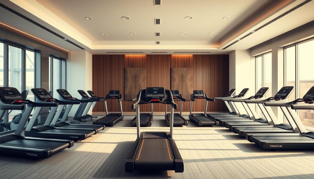 A visually stunning image of a spacious and modern home gym, showcasing an array of treadmills in various sizes and styles. The lighting is soft and diffused, creating a warm and inviting atmosphere. The treadmills are arranged in a harmonious layout, allowing for easy comparison of their features and prices. The background is a minimalist, yet elegant, interior design with clean lines and neutral colors, complementing the fitness equipment. The overall composition emphasizes the diversity of options available for Saudi Arabian consumers, encouraging them to make an informed decision when purchasing the best home treadmill for their needs. A visually stunning image of a spacious and modern home gym, showcasing an array of treadmills in various sizes and styles. The lighting is soft and diffused, creating a warm and inviting atmosphere. The treadmills are arranged in a harmonious layout, allowing for easy comparison of their features and prices. The background is a minimalist, yet elegant, interior design with clean lines and neutral colors, complementing the fitness equipment. The overall composition emphasizes the diversity of options available for Saudi Arabian consumers, encouraging them to make an informed decision when purchasing the best home treadmill for their needs.