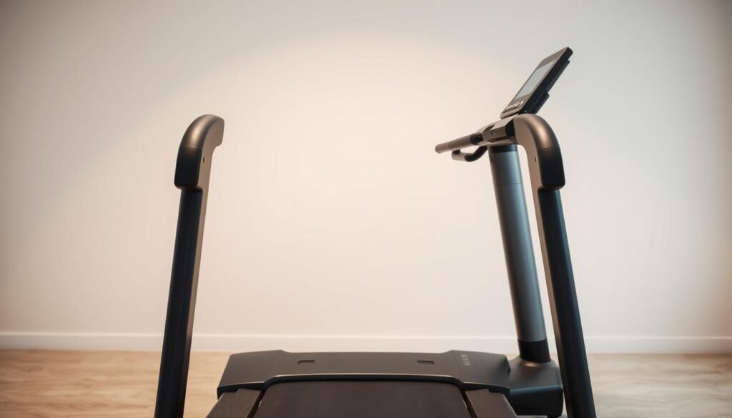 A well-lit, high-resolution image of a modern electrical treadmill. The device is positioned in the foreground, its sleek design and high-quality materials clearly visible. The treadmill's control panel, with its intuitive interface and digital display, is prominently featured. In the middle ground, a clean, minimalist backdrop, allowing the treadmill to be the focal point. The lighting is soft and natural, creating a warm, inviting atmosphere. The overall composition emphasizes the treadmill's technical specifications, durability, and ease of maintenance, reflecting the importance of regular care and upkeep for extending the lifespan of home fitness equipment. A well-lit, high-resolution image of a modern electrical treadmill. The device is positioned in the foreground, its sleek design and high-quality materials clearly visible. The treadmill's control panel, with its intuitive interface and digital display, is prominently featured. In the middle ground, a clean, minimalist backdrop, allowing the treadmill to be the focal point. The lighting is soft and natural, creating a warm, inviting atmosphere. The overall composition emphasizes the treadmill's technical specifications, durability, and ease of maintenance, reflecting the importance of regular care and upkeep for extending the lifespan of home fitness equipment.